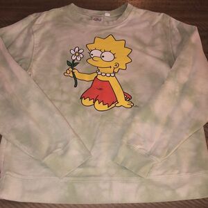 Lisa Simpson TieDye Crew Sweatshirt Flower 🌸 Power Comfy and Cool 😎